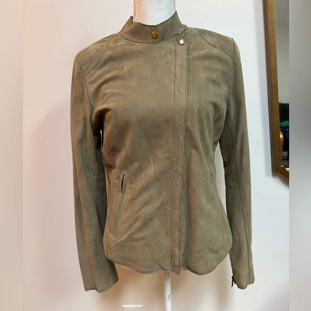 Banana Republic Olive Green Suede Leather Jacket